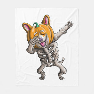 Dabbing-Skelett-Corgi Süßer Halloween-Corgi Lustig Fleecedecke