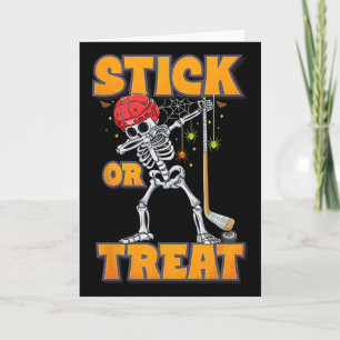 Dabbing-Skelett-Eishockeyspieler-Halloween-Kostüm Karte
