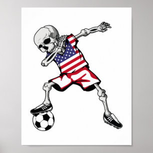 Dabbing-Skelett Fußball Halloween Vereinigte Staat Poster