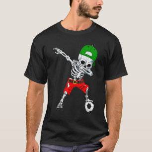 Dabbing-Skelett-Fußball-Schädel-Halloween-Kostüm T-Shirt