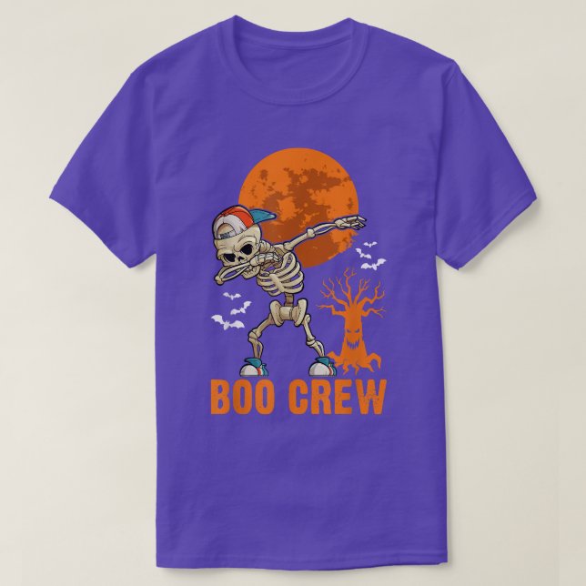 Dabbing Skelett, Halloween, Orange Moon, Boo-Crew T-Shirt (Design vorne)