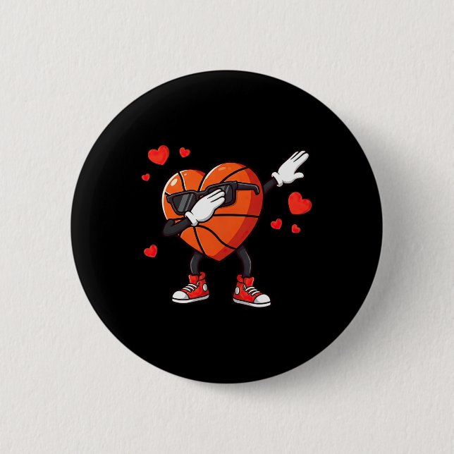 Dabbing Skelett Herz Dab Pose Valentinstag Frauen  Button (Vorderseite)