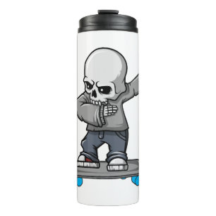 Dabbing-Skelett Lustiger Halloween-Skater Thermosbecher
