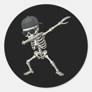 Dabbing-Skelett-Pirat-Halloween-Kinder-Jolly-Roger Runder Aufkleber