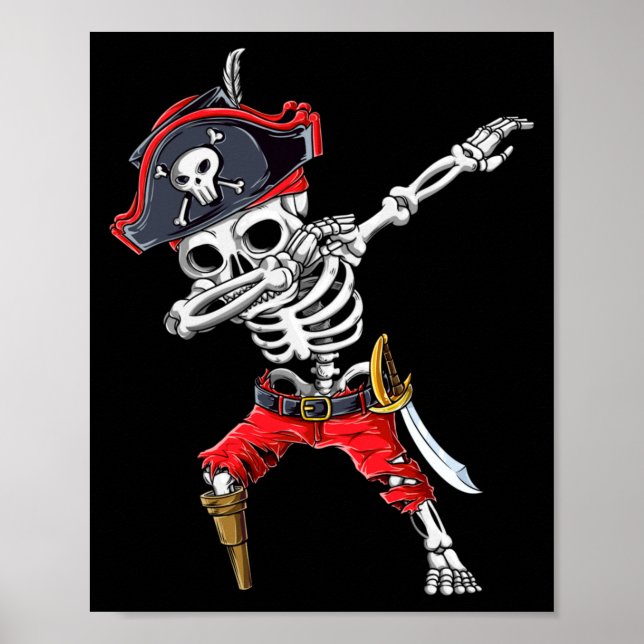 Dabbing-Skelett-Pirat Poster (Vorne)