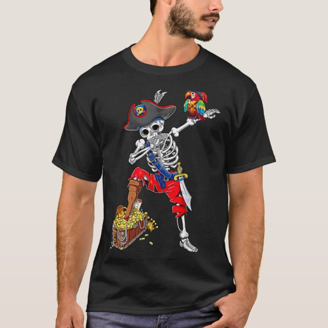 Dabbing-Skelett-Pirat T-Shirt (Vorderseite)