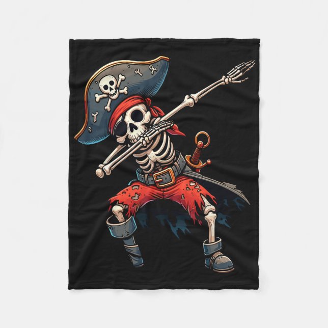 Dabbing-Skelett-Piraten-Kinder  Fleecedecke (Vorderseite)