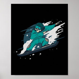 Dabbing Skelett Snowboarder Snowboard Snowboardin Poster
