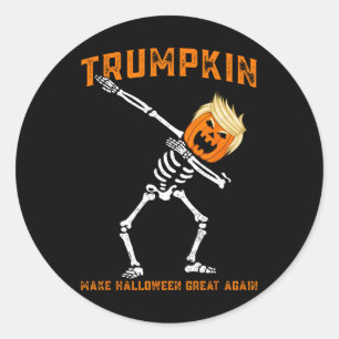 Dabbing Skelett Trump Trumpkin macht Halloween gro Runder Aufkleber