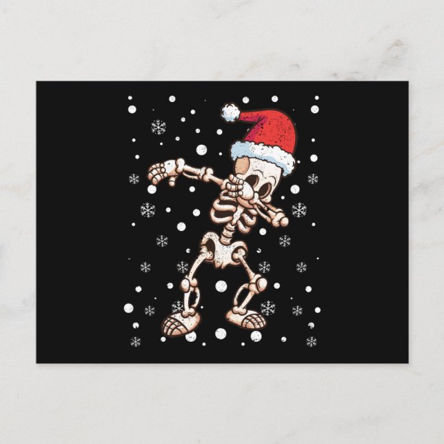 Dabbing Skelett Weihnachten Postkarte (Vorderseite)