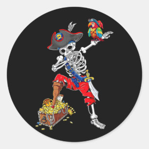Dabbing-Skelettpirat Runder Aufkleber