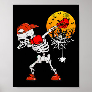 Dabbing Skeletts Boxing Halloween Spieler C Poster