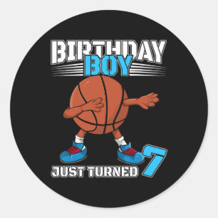 Dabbing Sketll 7. Geburtstag Junge 7 Jahre alte Ju Runder Aufkleber