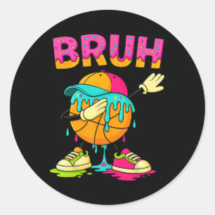 Dabbing Sketll Drip Shirt Bruh Sketll Drip Eiscrem Runder Aufkleber