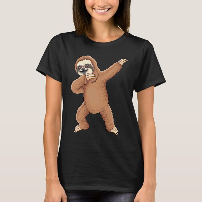 Dabbing Sloth Dance Move Dab Sloth niedlicher Hang T-Shirt (Vorderseite)