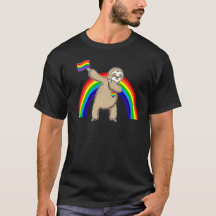 Dabbing Sloth Gay Pride Lgbt Lesbian Regenbogenfla T-Shirt
