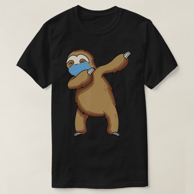 Dabbing Sloth mit Gesichtsmaske Funny Dab Geschenk T-Shirt (Design vorne)