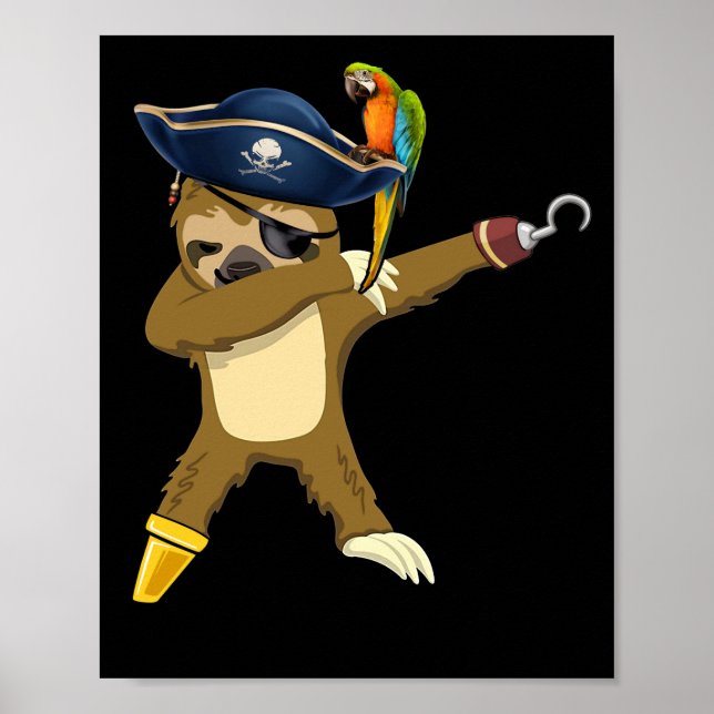 Dabbing Sloth Pirate Dab Dancing Poster (Vorne)