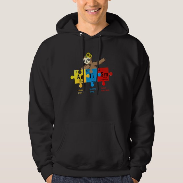 Dabbing Sloth Sunflower Autismus Awareness Chemie Hoodie (Vorderseite)