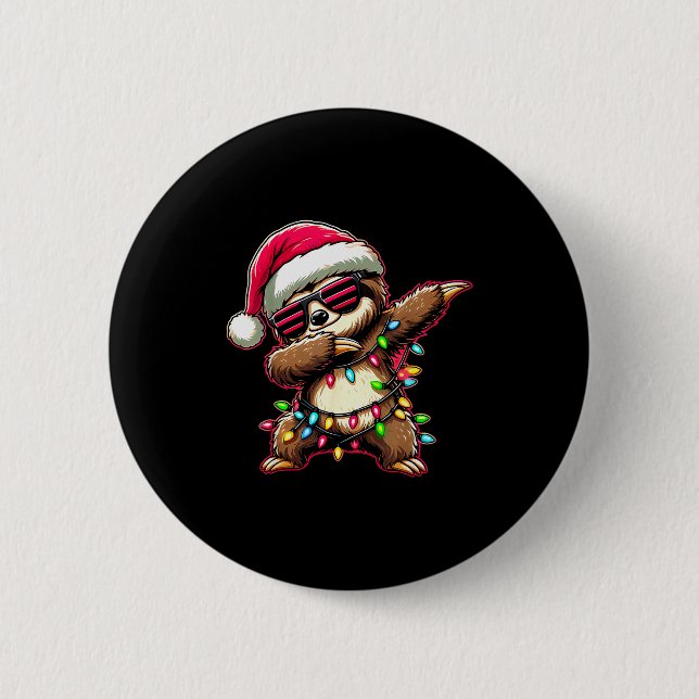 Dabbing Sloth Xmas For Kids Boys Girl Sloth Lover  Button (Vorderseite)