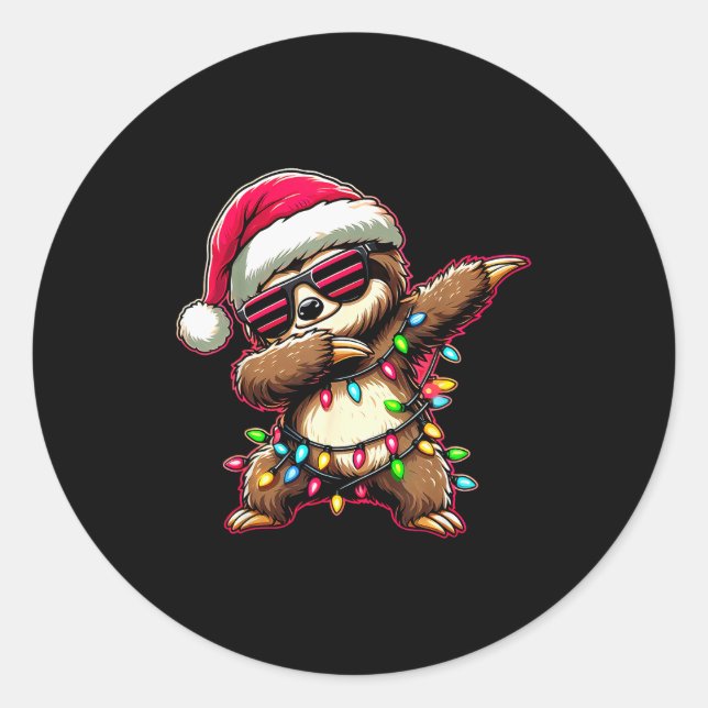 Dabbing Sloth Xmas For Kids Boys Girl Sloth Lover  Runder Aufkleber (Vorderseite)