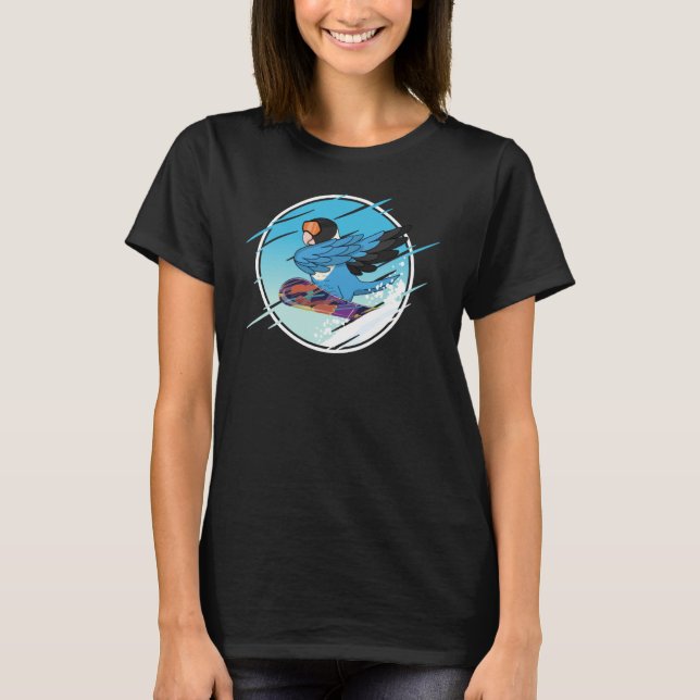 Dabbing Snowboard Parrot I Blue masked Lovebird T-Shirt (Vorderseite)
