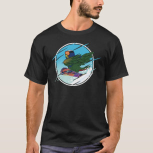Dabbing Snowboard Parrot I White gekappt Pionus T-Shirt