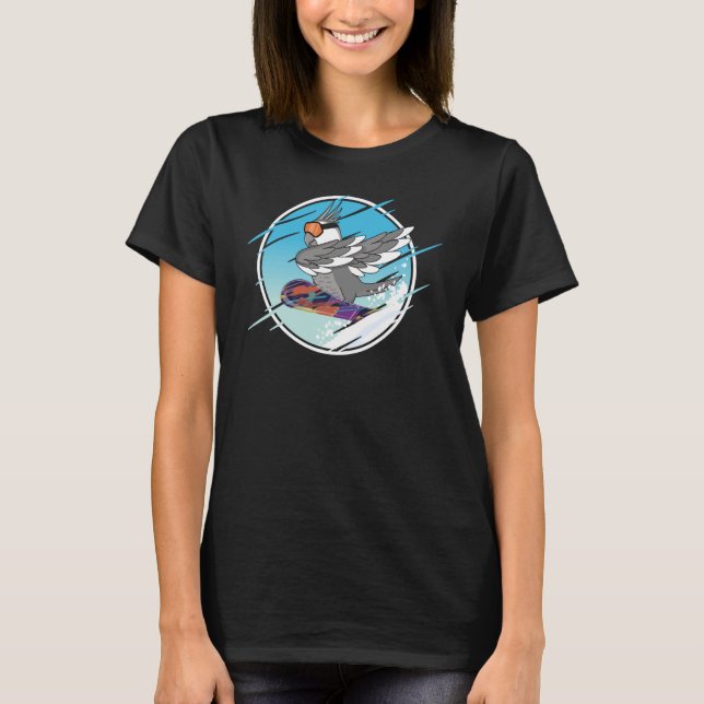 Dabbing Snowboard Parrot I White konfrontiert Grau T-Shirt (Vorderseite)
