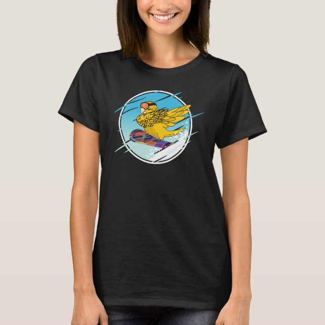 Dabbing Snowboard Parrot I Yellow Lutino Budgie Bu T-Shirt (Vorderseite)