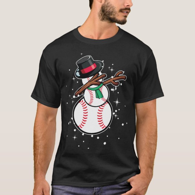 Dabbing Snowman Baseball Funny Christmas baseball  T-Shirt (Vorderseite)