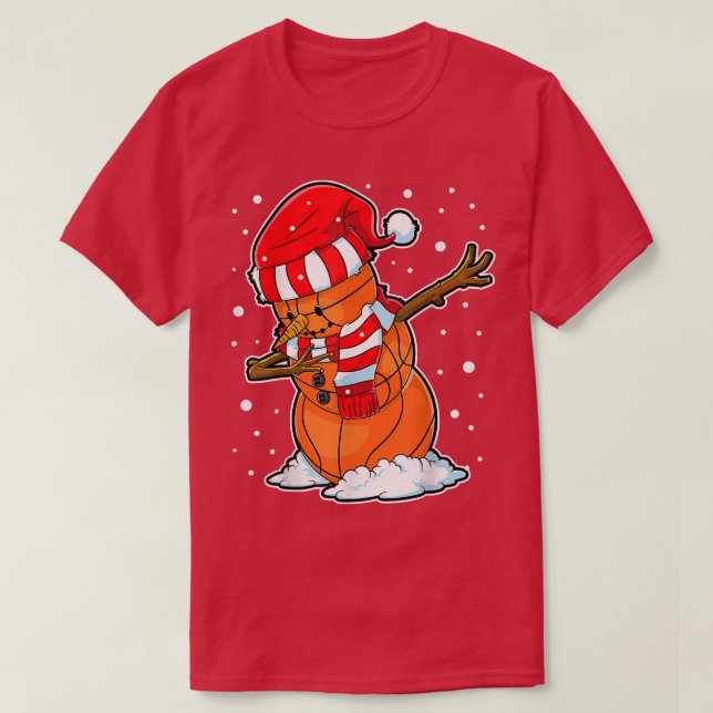 Dabbing Snowman Basketball Ball Weihnachten Weihna T-Shirt (Design vorne)