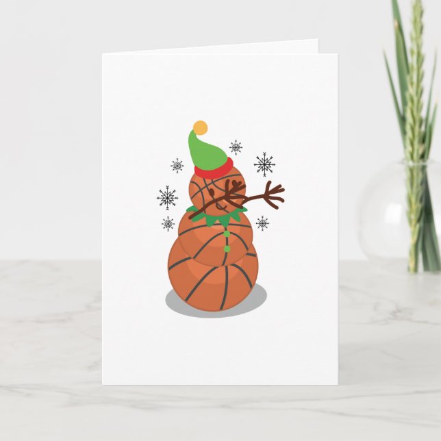 Dabbing Snowman Basketball Weihnachtsfest Feiertagskarte (Vorderseite)