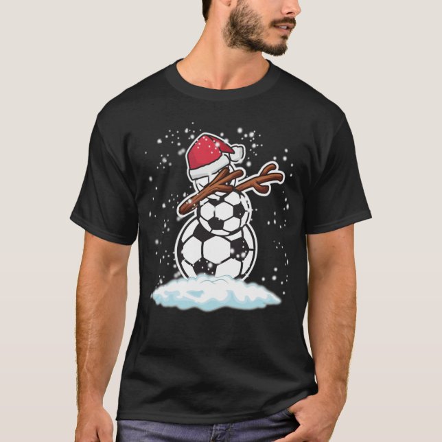 Dabbing Snowman Fußball Weihnachten Funny T mens s T-Shirt (Vorderseite)
