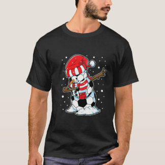 Dabbing Snowman Soccer Ball Weihnachten Weihnachts T-Shirt