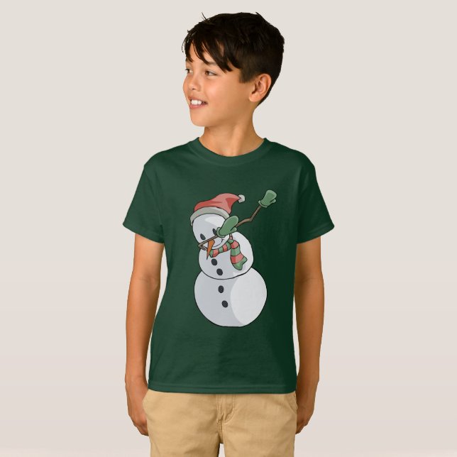 Dabbing Snowman T - Shirt Weihnachten (Vorne ganz)