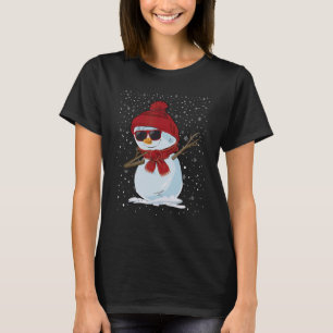 Dabbing Snowman Weihnachtsmannmütze Sonnenbrille W T-Shirt