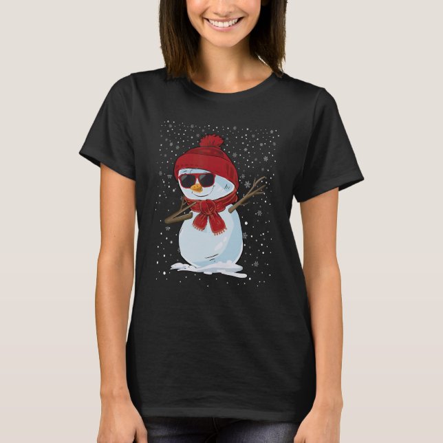 Dabbing Snowman Weihnachtsmannmütze Sonnenbrille W T-Shirt (Vorderseite)