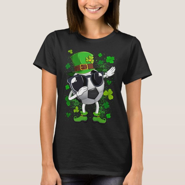 Dabbing Soccer Ball Leprechaun Saint Patrick's Day T-Shirt (Vorderseite)