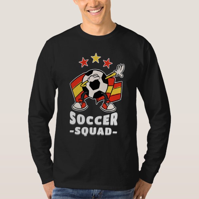 Dabbing Soccer Ball Spanish Flag Soccer Squad 1 T-Shirt (Vorderseite)