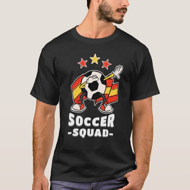 Dabbing Soccer Ball Spanish Flag Soccer Squad 1 T-Shirt (Vorderseite)