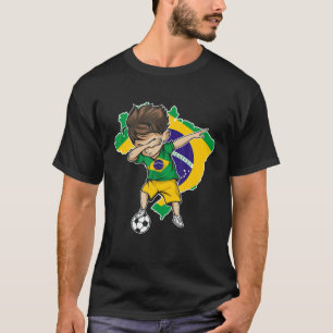 Dabbing Soccer Boy Brazil Jersey - Brasilien Map F T-Shirt