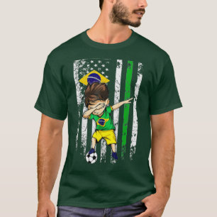 Dabbing Soccer Boy Brazil Jersey - Brazilian Foot T-Shirt