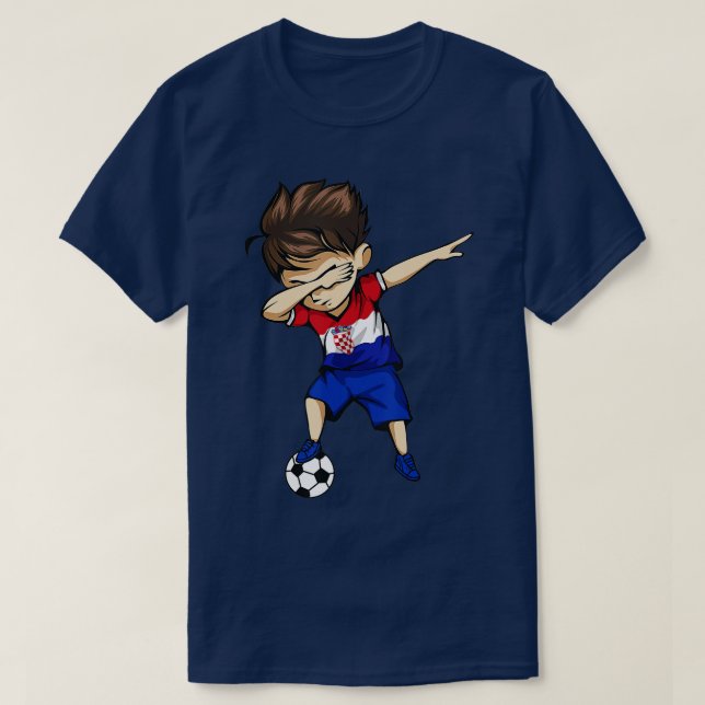 Dabbing Soccer Boy Croatia Jersey Kroatische Fußba T-Shirt (Design vorne)