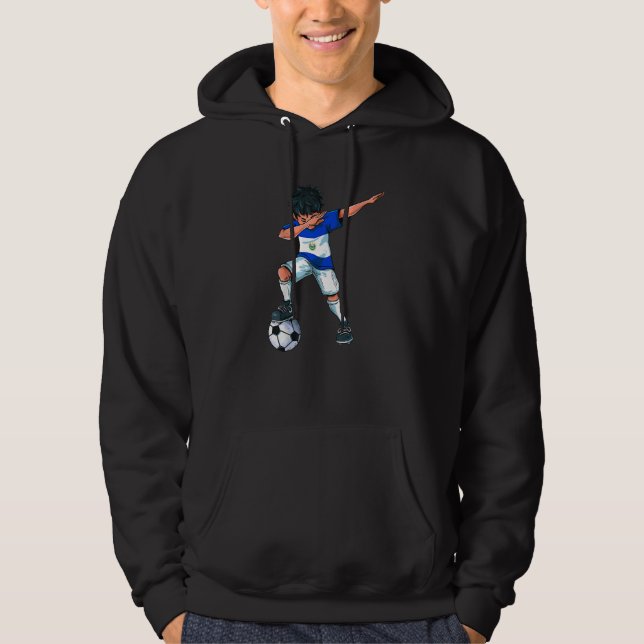 Dabbing Soccer Boy El Salvador Salvadoran Football Hoodie (Vorderseite)