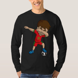 Dabbing Soccer Boy Marokko Flag Moors Peace Mooris T-Shirt