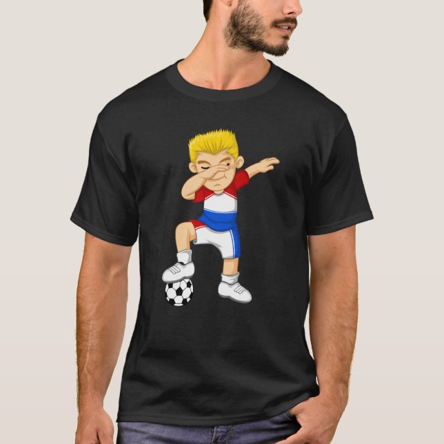Dabbing Soccer Boy Niederlande Jersey Best Dutch F T-Shirt (Vorderseite)