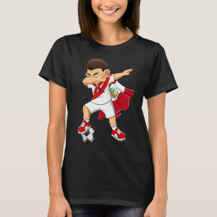 Dabbing Soccer Boy Peru Football Flag Kinder T-Shirt