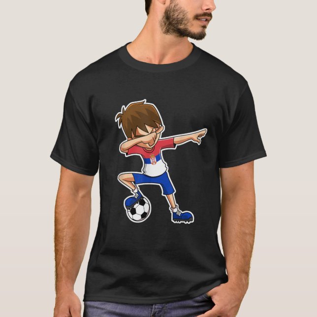 Dabbing Soccer Boy Serbien Shirt Serbische Flagge  (Vorderseite)