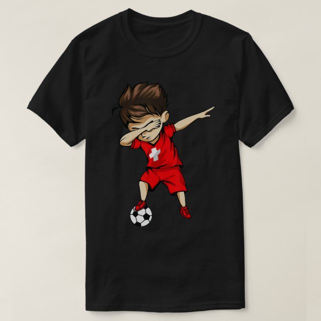 Dabbing Soccer Boy Switzerland Jersey   Swiss Foot T-Shirt (Design vorne)