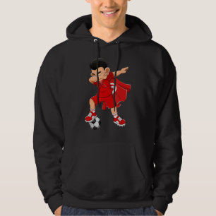 Dabbing Soccer Boy Tunesien Fußballflagge Kinder Hoodie